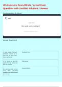 Life Insurance Exam-Illinois &sol; Actual Exam Questions with Certified Solutions &sol; Newest  Practice questions for this set  