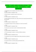 HOME CARE AIDE KNOWLEDGE TEST QUESTIONS AND ANSWERS &vert; 100&percnt; VERIFIED