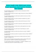 Home Health Aide 2025 Exam Actual Exam Questions And Correct Answers New Update