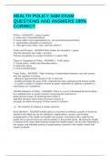 HEALTH POLICY 3400 EXAM QUESTIONS AND ANSWERS 100&percnt; CORRECT