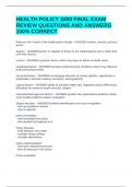 HEALTH POLICY 3400 FINAL EXAM REVIEW QUESTIONS AND ANSWERS 100&percnt; CORRECT