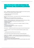 HEALTH POLICY 3400 MIDTERM&vert;&vert; 196 QUESTIONS AND ANSWERS &lpar;GRADED A&plus;&rpar;