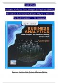 TEST BANK For Business Analytics&colon; Data Analysis & Decision Making&comma; 7th Edition by S&period; Christian Albright&comma; Wayne L&period; Winston&comma; Verified Chapters 1 - 19&comma; Complete Newest Version