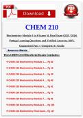 CHEM 210 Biochemistry Module 1 to 8 Exams' & Final Exam &lpar;2025 &sol; 2026&rpar; Portage Learning Questions and Verified Answers&comma; 100&percnt; Guaranteed Pass &vert;&vert;Complete A&plus; Guide