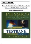 Test Bank for Physics for Scientists & Engineers with Modern Physics &lpar;Volume 1&rpar; 5th Edition &lpar;Global Edition&rpar; By By Douglas C&period; Giancoli &lpar;All Chapters&comma; 100&percnt; Original Verified&comma; A&plus; Grade&rpar;