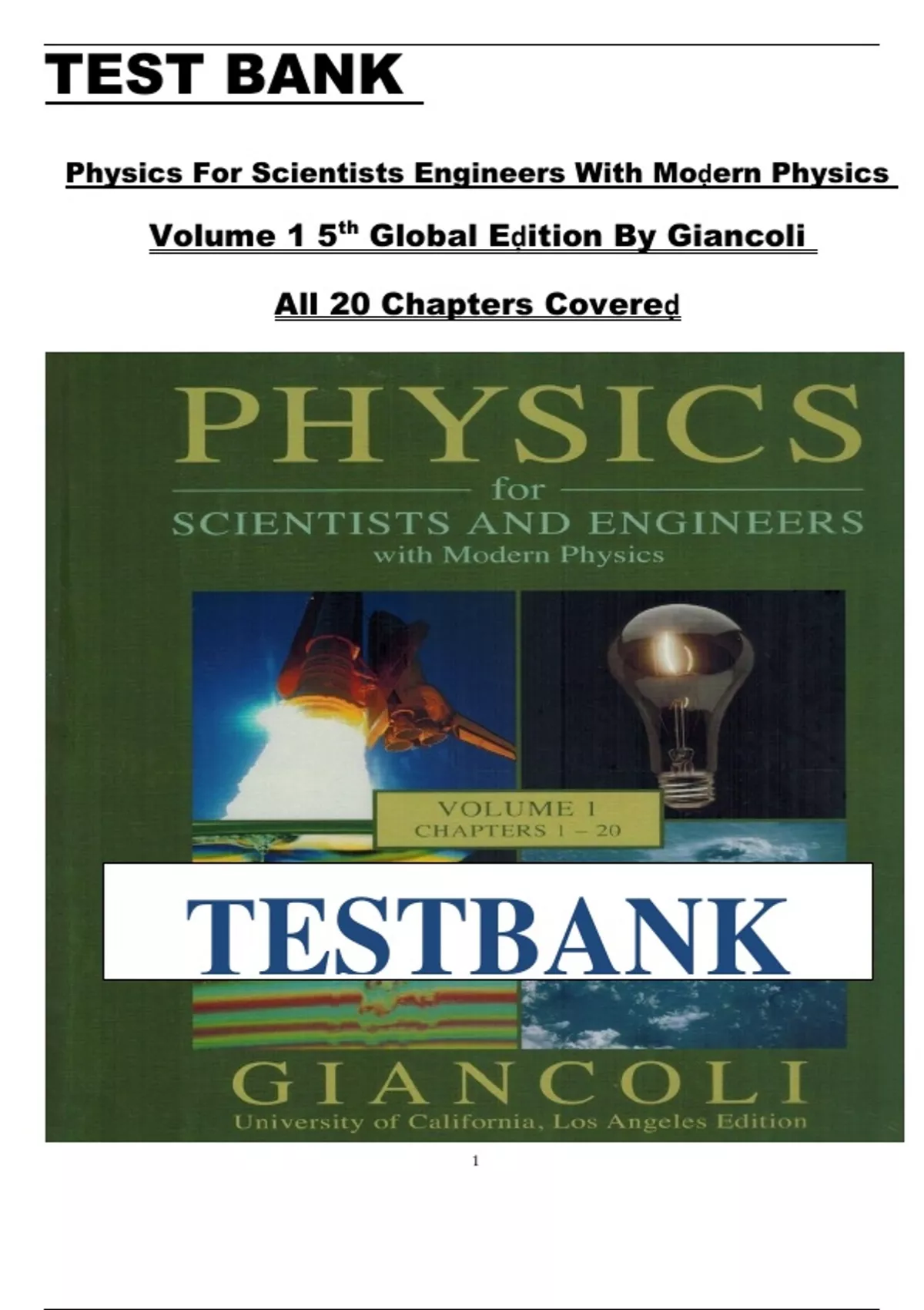 Test Bank for Physics for Scientists & Engineers with Modern Physics ...