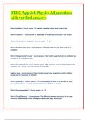 BTEC Applied Physics All questions with verified answers