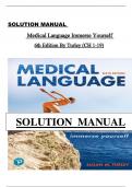 Solutions Manual for Medical Language&colon; Immerse Yourself 6th Edition &lpar;Turley&rpar; &vert; Complete  Chapters 1&ndash;19