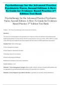 Psychotherapy for the Advanced Practice Psychiatric Nurse&comma; Second Edition&colon; A HowTo Guide for Evidence- Based Practice 2nd Edition Test Bank
