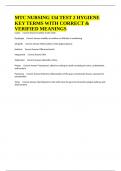 MTC NURSING 134 TEST 2 HYGIENE KEY TERMS WITH CORRECT & VERIFIED MEANINGS