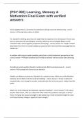 &lpar;PSY-382&rpar; Learning&comma; Memory & Motivation Final Exam with verified answers