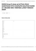 NIHSS Group D study set ACTUAL EXAM QUESTIONS WITH COMPLETE SOLUTION GUIDE &lpar;A&plus; GRADED 100&percnt; VERIFIED&rpar; LATEST VERSION 2025&excl;&excl;