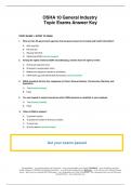 OSHA 10 General Industry Topic Exams Answer Key
