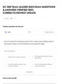 DC 308 TEAM LEADER 2025 EXAM QUESTIONS  & ANSWERS VERIFIED 100&percnt;  CORRECT&excl;&excl;&sol;NEWEST UPDATE