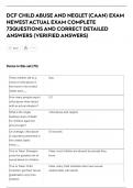 DCF CHILD ABUSE AND NEGLET &lpar;CAAN&rpar; EXAM  NEWEST ACTUAL EXAM COMPLETE  73QUESTIONS AND CORRECT DETAILED  ANSWERS &lpar;VERIFIED ANSWERS&rpar;