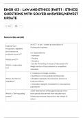ENGR 413 - LAW AND ETHICS &lpar;PART 1 - ETHICS&rpar;  QUESTIONS WITH SOLVED ANSWERS&sol;NEWEST  UPDATE