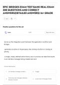 EPIC BRIDGES EXAM TEST BANK REAL EXAM  200 QUESTIONS AND CORRECT  ANSWERS&lpar;DETAILED ANSWERS&rpar; &vert;A&plus; GRADE