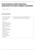 FAIR HOUSING &lpar;LATEST&rpar; 2025 EXAM  QUESTIONS WITH 100&percnt; CORRECT ANSWERS&excl;&excl;
