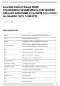 Essential Scribe Entrance &lpar;2025&rpar; COMPREHENSIVE QUESTIONS AND VERIFIED DETAILED SOLUTIONS &vert;COMPLETE SOLUTIONS &vert;A&plus; GRADED &vert;100&percnt; CORRECT&excl;&excl;