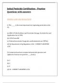 Initial Pesticide Certification - Practice Questions with answers