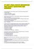 CT UNIT 1 REAL ESTATE BROKERAGE AND AGENCY QUESTIONS AND ANSWERS