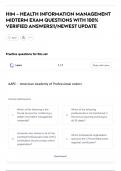 HIM - HEALTH INFORMATION MANAGEMENT  MIDTERM EXAM QUESTIONS WITH 100&percnt;  VERIFIED ANSWERS&excl;&excl;&sol;NEWEST UPDATE