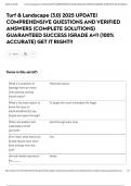 Turf & Landscape &lpar;3&period;0&rpar; 2025 UPDATE&vert; COMPREHENSIVE QUESTIONS AND VERIFIED ANSWERS &lpar;COMPLETE SOLUTIONS&rpar; GUARANTEED SUCCESS &vert;GRADE A&plus;&excl;&excl; &lpar;100&percnt; ACCURATE&rpar; GET IT RIGHT&excl;&excl;