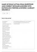 MAKE UP EXAM&sol; ACTUAL EXAM QUESTIONS  AND CORRECT DETAILED ANSWERS WITH  RATIONALES &lpar;VERIFIED ANSWERS&rpar; &vert; ALREADY  GRADED A&plus;