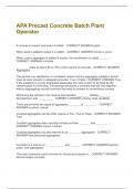 APA Precast Concrete Batch Plant Operator &vert; Questions and Answers &vert; 2025 Revised Update &vert; 100&percnt; Correct