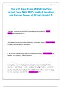 Stat 211 Final Exam 2025&vert;Brand New Actual Exam With 100&percnt; Verified Questions And Correct Answers &vert; Already Graded A&plus;