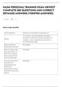 NASM PERSONAL TRAINING EXAM NEWEST  COMPLETE 280 QUESTIONS AND CORRECT  DETAILED ANSWERS &lpar;VERIFIED ANSWERS&rpar;