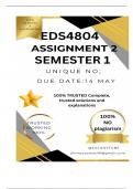 EDS4804 Assignment 2 &lpar;COMPLETE ANSWERS &rpar; Semester 1 2025 - DUE 14 May 2025