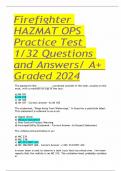 Firefighter Hazmat OPS Practice Test 1&ndash;32 Questions & Answers &ndash; A&plus; Graded &lpar;2024&rpar;
