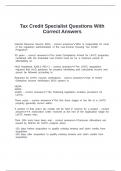 Tax Credit Specialist Questions With Correct Answers