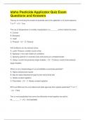 Idaho Pesticide Applicator Quiz Exam  Questions and Answers