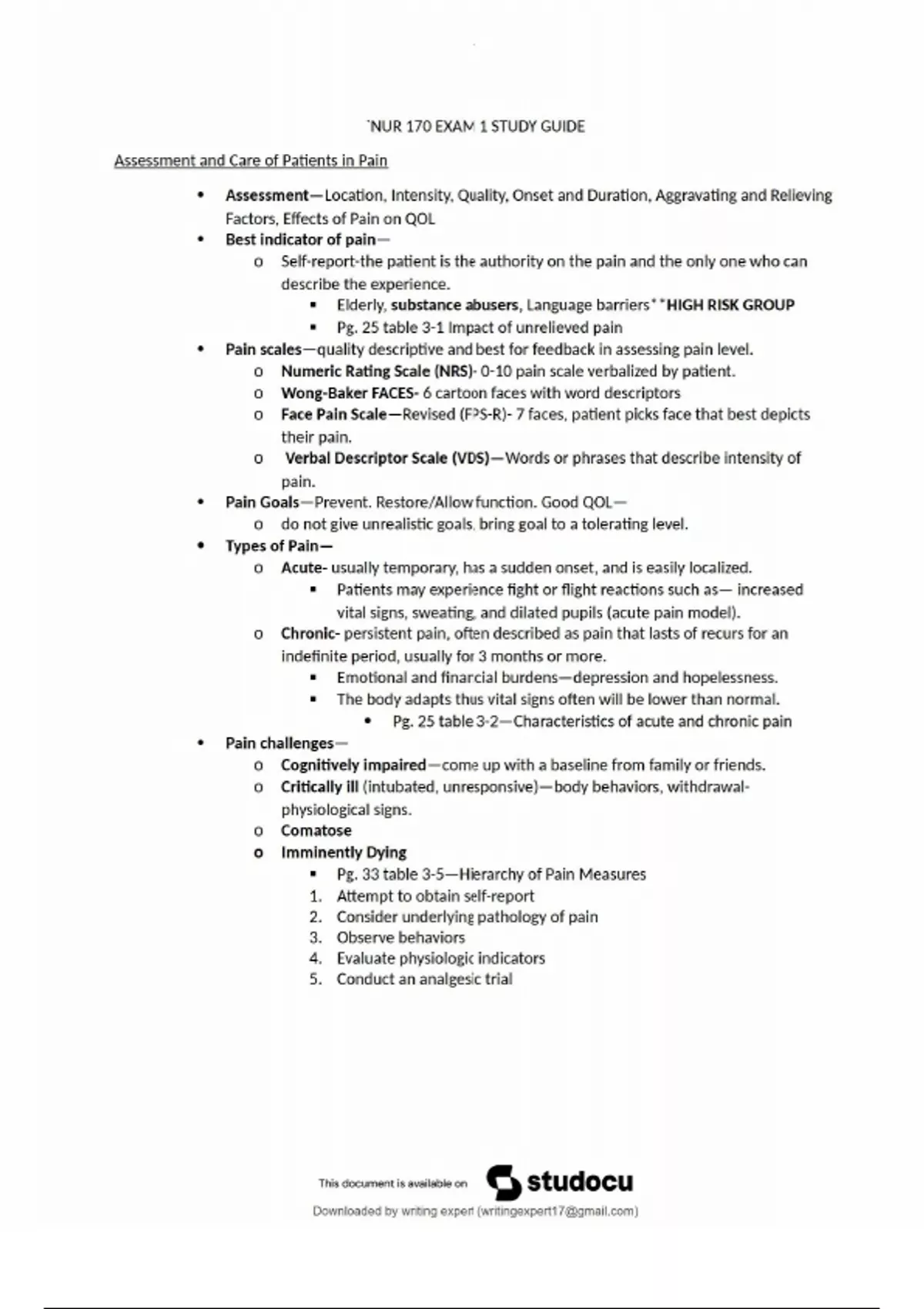 NUR 170 Study Guide Exam 1 – Different Chapters – Galen College of Nursing 2025 Update - NUR170 ...