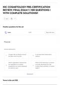 NIC COSMETOLOGY PRE-CERTIFICATION  REVIEW&colon; FINAL EXAM 1 &vert; 100 QUESTIONS &vert;  WITH COMPLETE SOLUTIONS&excl;&excl;