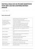 OB FINAL EXAM &lpar;CH 65-70&rpar; 2025 QUESTIONS  WITH 100&percnt; SOLVED ANSWERS&sol;NEWEST  UPDATE