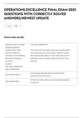 OPERATIONS EXCELLENCE FINAL EXAM 2025  QUESTIONS WITH CORRECTLY SOLVED  ANSWERS&sol;NEWEST UPDATE