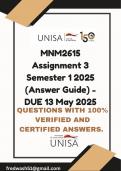 MNM2615 Assignment 3 Semester 1 2025 &lpar;Answer Guide&rpar; - DUE 13 May 2025
