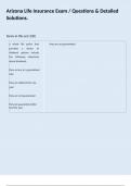 Arizona Life Insurance Exam &sol; Questions & Detailed Solutions&period;