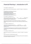Financial Planning 1 - Introduction to FP Questions and Answers 100&percnt; Correct