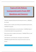 Types of Life Policies &lpar;ucanpass&rpar;&lpar;examfx&rpar; Exam 2025 Questions and Answers