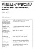 QUICKBOOKS PROADVISOR CERTIFICATION  EXAM NEWEST ACTUAL EXAM COMPLETE ALL  80 QUESTIONS AND CORRECT DETAILED  ANSWERS