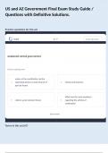 US and AZ Government Final Exam Study Guide &sol; Questions with Definitive Solutions&period;