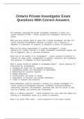 Ontario Private Investigator Exam Questions With Correct Answers