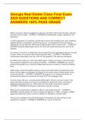 Georgia Real Estate Class Final Exam  2025 QUESTIONS AND CORRECT  ANSWERS 100&percnt; PASS GRADE