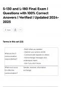 S-130 and L-180 Final Exam &vert; Questions with 100&percnt; Correct Answers &vert; Verified &vert; Updated 2024-2025