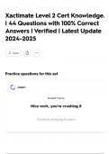 Xactimate Level 2 Cert Knowledge&period; &vert; 44 Questions with 100&percnt; Correct Answers &vert; Verified &vert; Latest Update 2024-2025