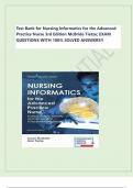 Test Bank for Nursing Informatics for the Advanced  Practice Nurse 3rd Edition McBride Tietze&semi; EXAM  QUESTIONS WITH 100&percnt; SOLVED ANSWERS&excl;&excl;